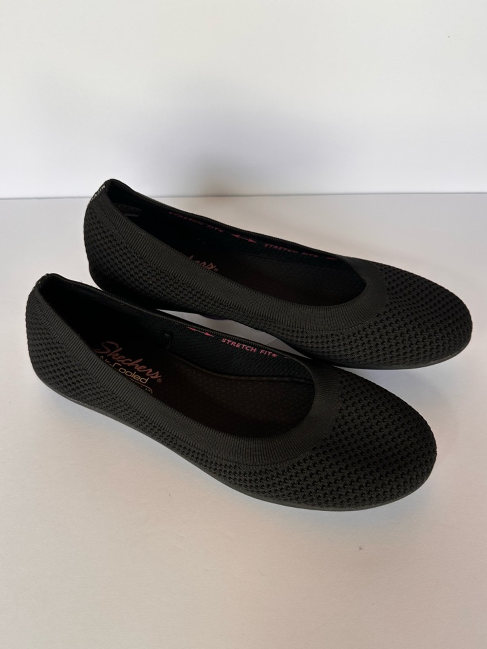 Skechers Cleo Black Knit Ballet Flats Air-Cooled Memory Foam Washable Sz 11